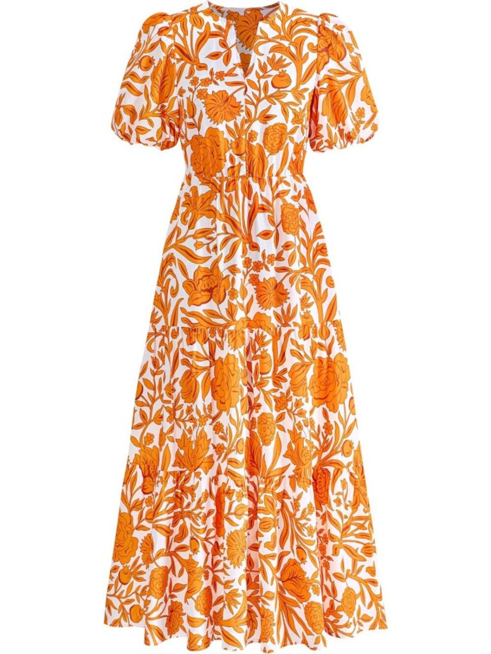 Floral Boho Tiered Ruffle Maxi Dress for Women | Summer Puff Sleeve Style